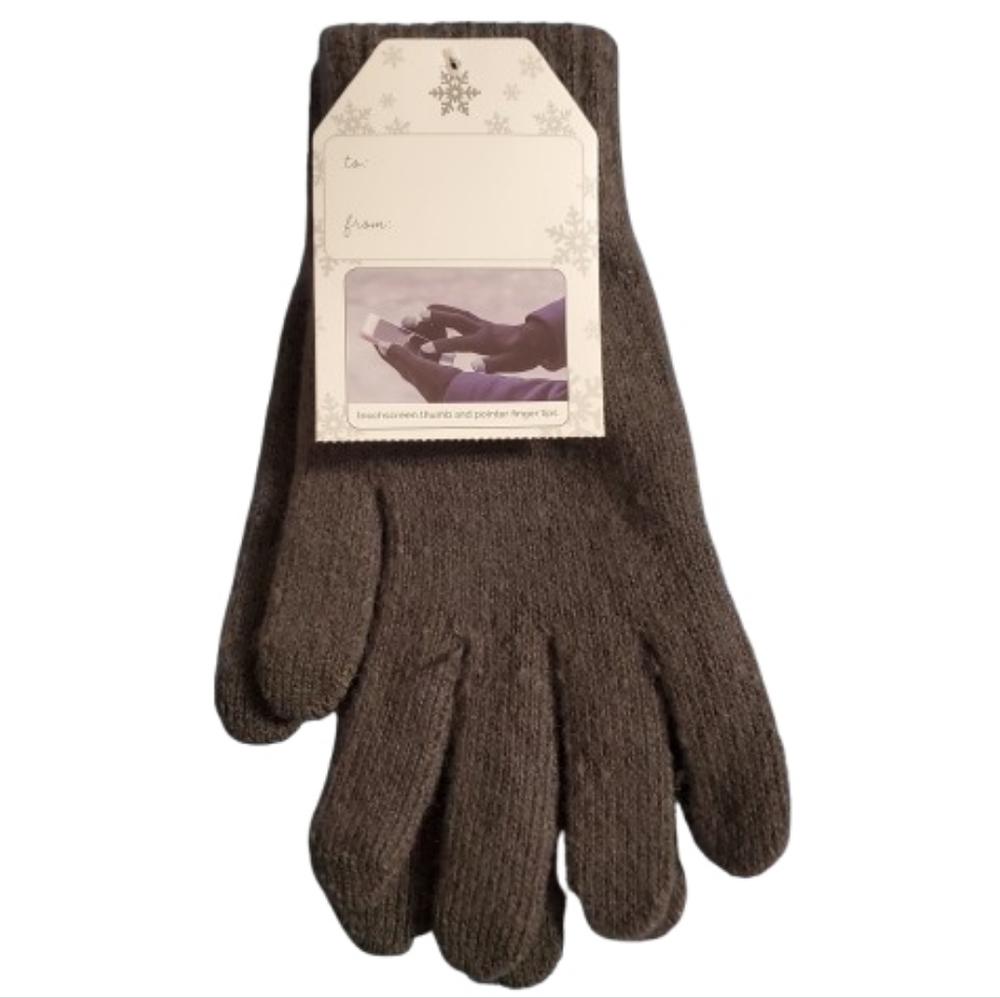 Men's Gray Knit Touchscreen Gloves